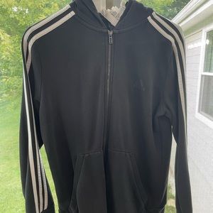 Lightly worn adidas kids black zip up size:Medium